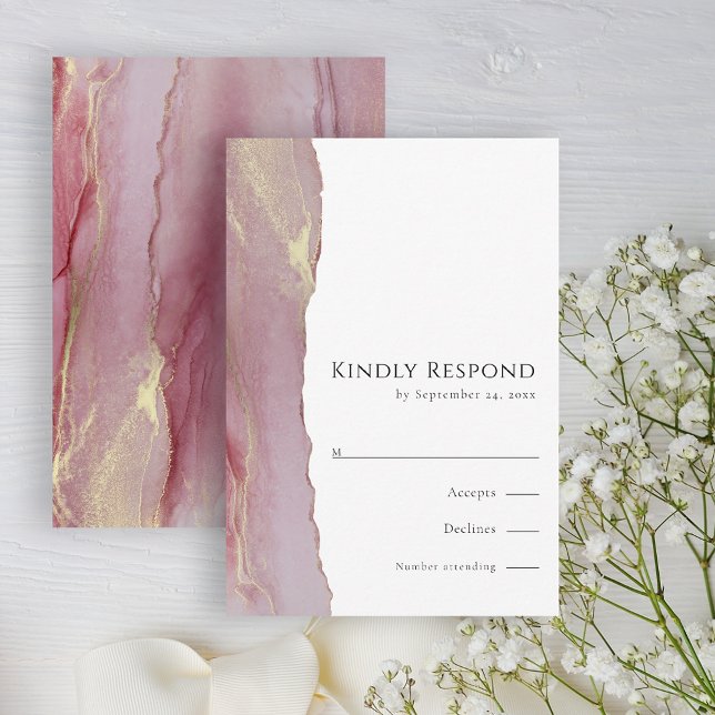 Carte de réponse du Mariage RSVP rose-Dusty modern (Créateur téléchargé)