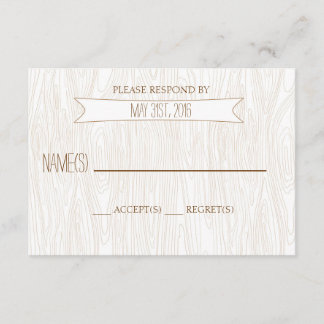 Carte de réponse du Mariage Rustic Simple Woodgrai