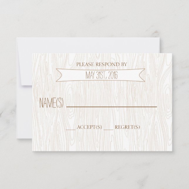 Carte de réponse du Mariage Rustic Simple Woodgrai (Devant)