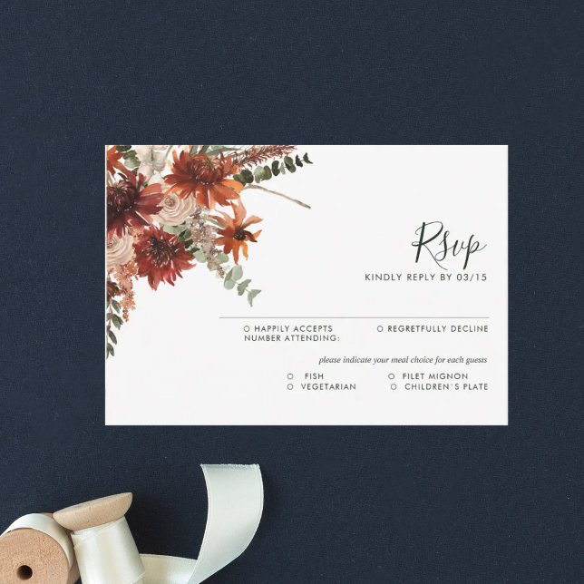 Carte de réponse du Mariage rustique de l'automne  (Créateur téléchargé)