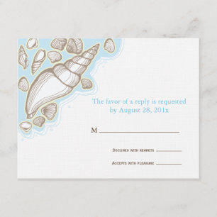 Carte de réponse du Mariage Seashell