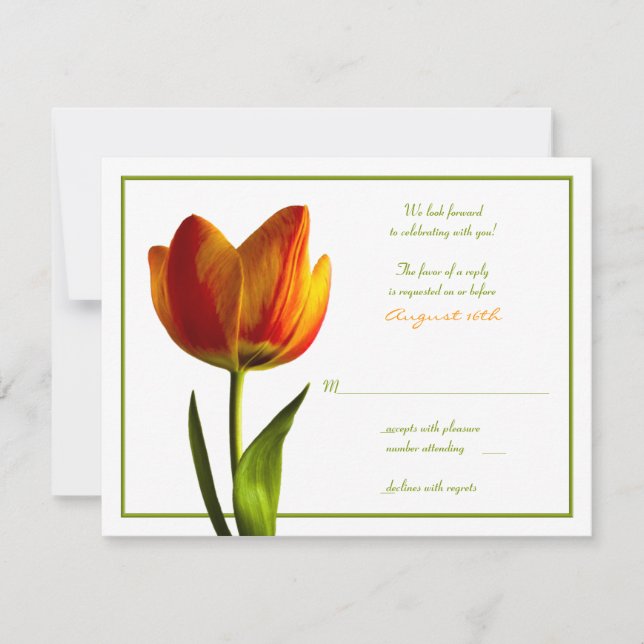 Carte de réponse du Mariage Tulip Orange (Devant)
