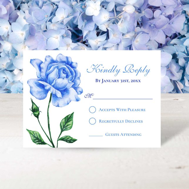 Carte de réponse du Rose bleu clair Quinceañera (Light Blue Rose Quinceañera Response Card)
