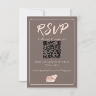 Carte de réponse Elegant Beach Seashell 3,5 pouces