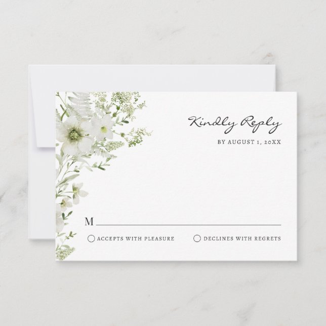 Carte de réponse Elegant Greenery (Devant)