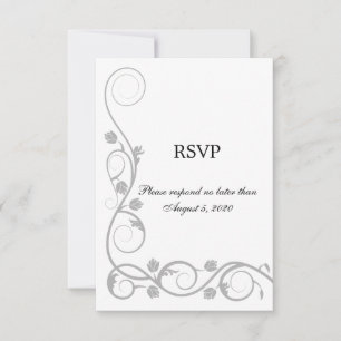 Carte de réponse Elegant Silver Swirls
