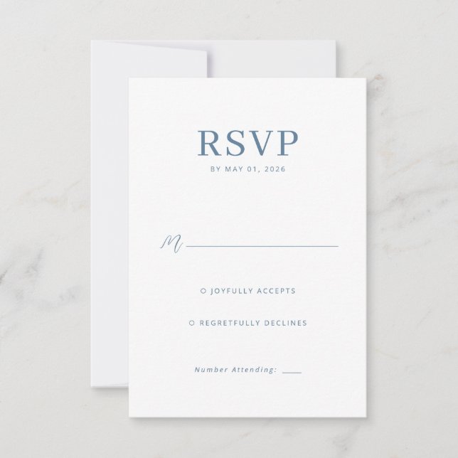 Carte de réponse élégante bleu-gris RSVP (Devant)