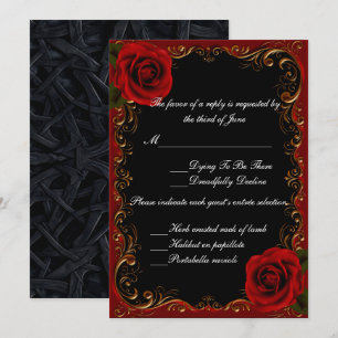 Carte de réponse élégante Goth Red Roses