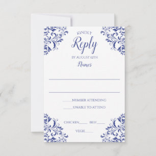 Carte de réponse élégante - Nadine (Bleu Royal)