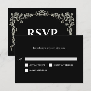 Carte de réponse élégante noire et blanche pour ma