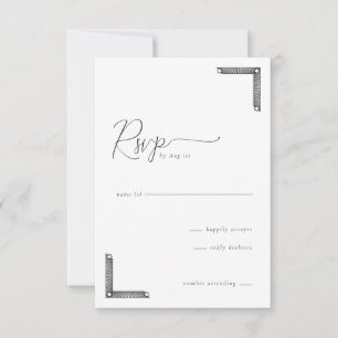 Carte de réponse élégante noire RSVP