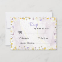 Carte de réponse élégante pour mariage floral prin