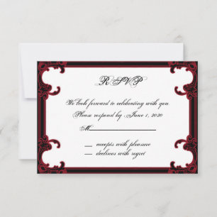 Carte de réponse élégante Red Gothic Frame