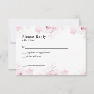 Carte de réponse élégante roses romantiques roses