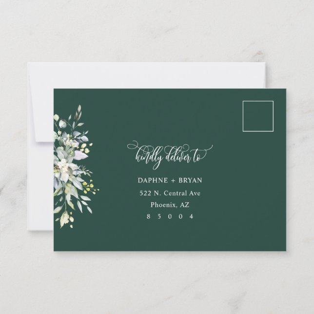 Carte de réponse Emerald Green Feuilles 3 choix de (Dos)