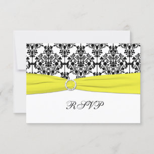Carte de réponse en damas noir, blanc et jaune