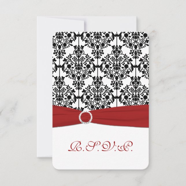 Carte de réponse en damas rouge, blanc et noir 2 (Devant)