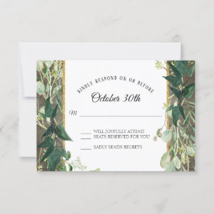 Carte de réponse en feuille de eucalyptus de chais