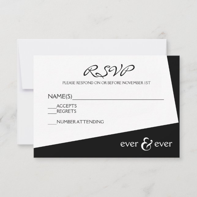 Carte de réponse - Ever & Ever Noir & Blanc Angle (Devant)