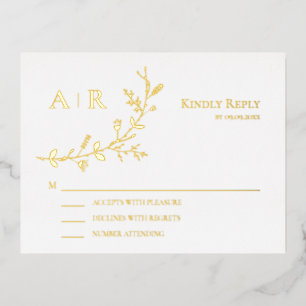 Carte de réponse Faire-part de mariage Gold Foil R