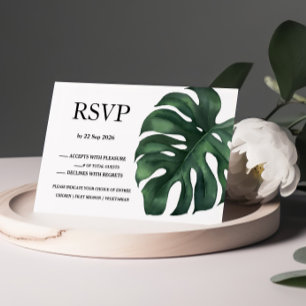 Carte de réponse Feuille Green Tropical Palm RSVP