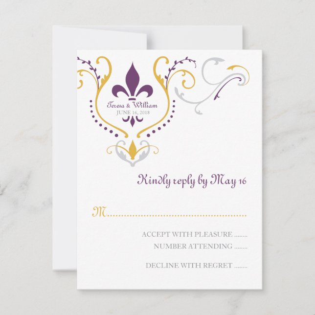 Carte de réponse Fleur de Lis (Devant)
