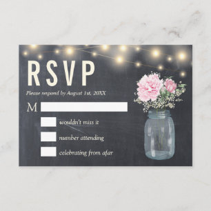 Carte de réponse  Fleur de pivoine rustique sur ta