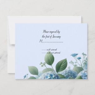 Carte de réponse Fleur d'Hydrangea Bleue