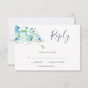 Carte de réponse Fleur d'orchidée à l'aquarelle