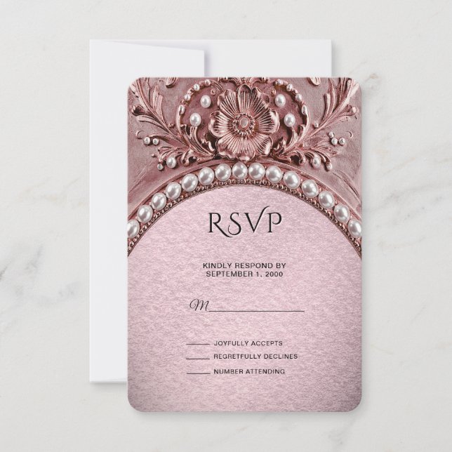 Carte de réponse Fleur rose (Devant)
