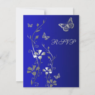 Carte de réponse Fleurs bleues, argentées avec pap