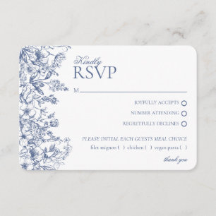 Carte de réponse Floral RSVP de la Chinoiserie Ble