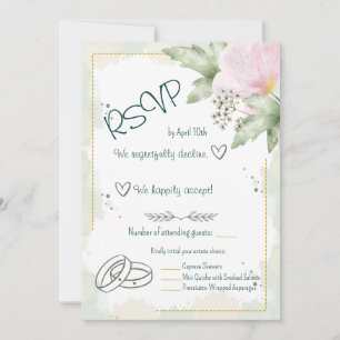 Carte de réponse florale aquarelle Coquelicot rose
