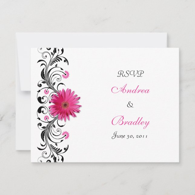 Carte de réponse florale avec gerbera rose pour RS (Devant)