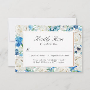Carte de réponse florale bleu vert sauge RSVP