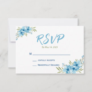 Carte de réponse florale d'aquarelle bleue