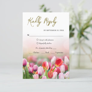 Carte de réponse florale de tulipes colorées éléga