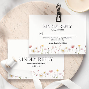 Carte de réponse florale élégante pour mariages