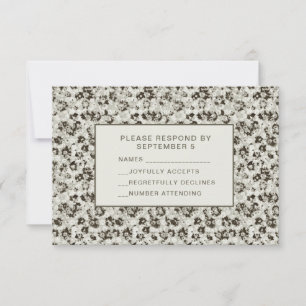 Carte de réponse florale moderne élégante argent n