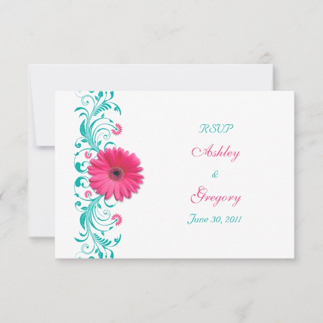 Carte de réponse florale rose Gerbera Daisy (Devant)
