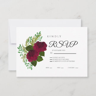 Carte de réponse florale rouge – Réponse élégante 