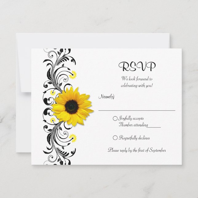 Carte de réponse florale Tournesol (Devant)