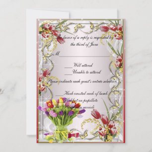 Carte de réponse florale Tulip colorée