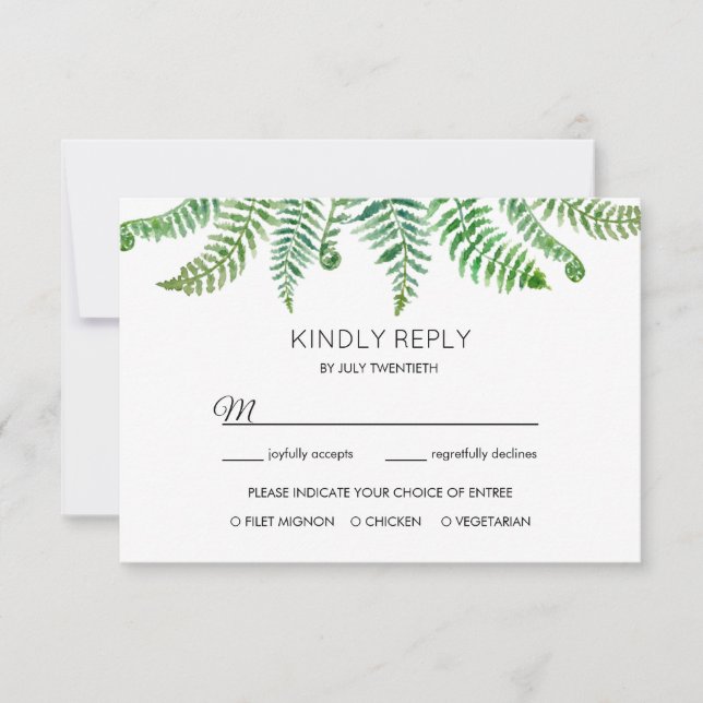 Carte de réponse fougères vertes (Devant)
