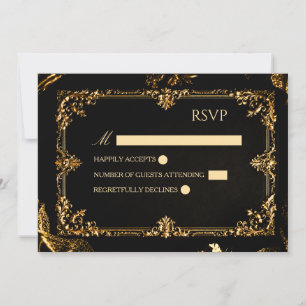 Carte de réponse gothique noire et or RSVP