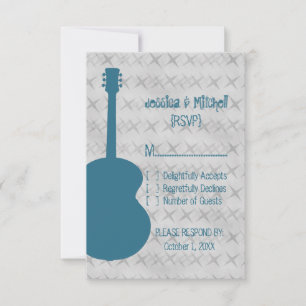 Carte de réponse Grunge Guitare Bleue