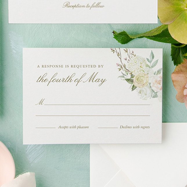 Carte de réponse Hydrangea Rose aquarelle (Créateur téléchargé)