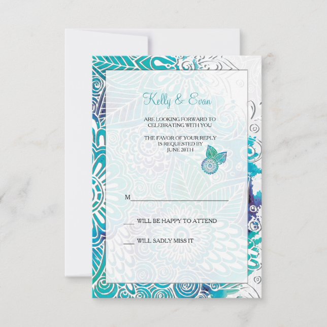 Carte de réponse Imaginaire aquarelle (Devant)