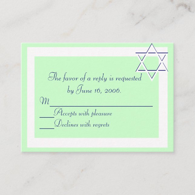 Carte de réponse Invitations Barre/Bat mitzvah (Devant)