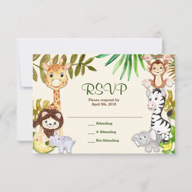 Carte de réponse Jungle Safari Zoo RSVP (Devant)